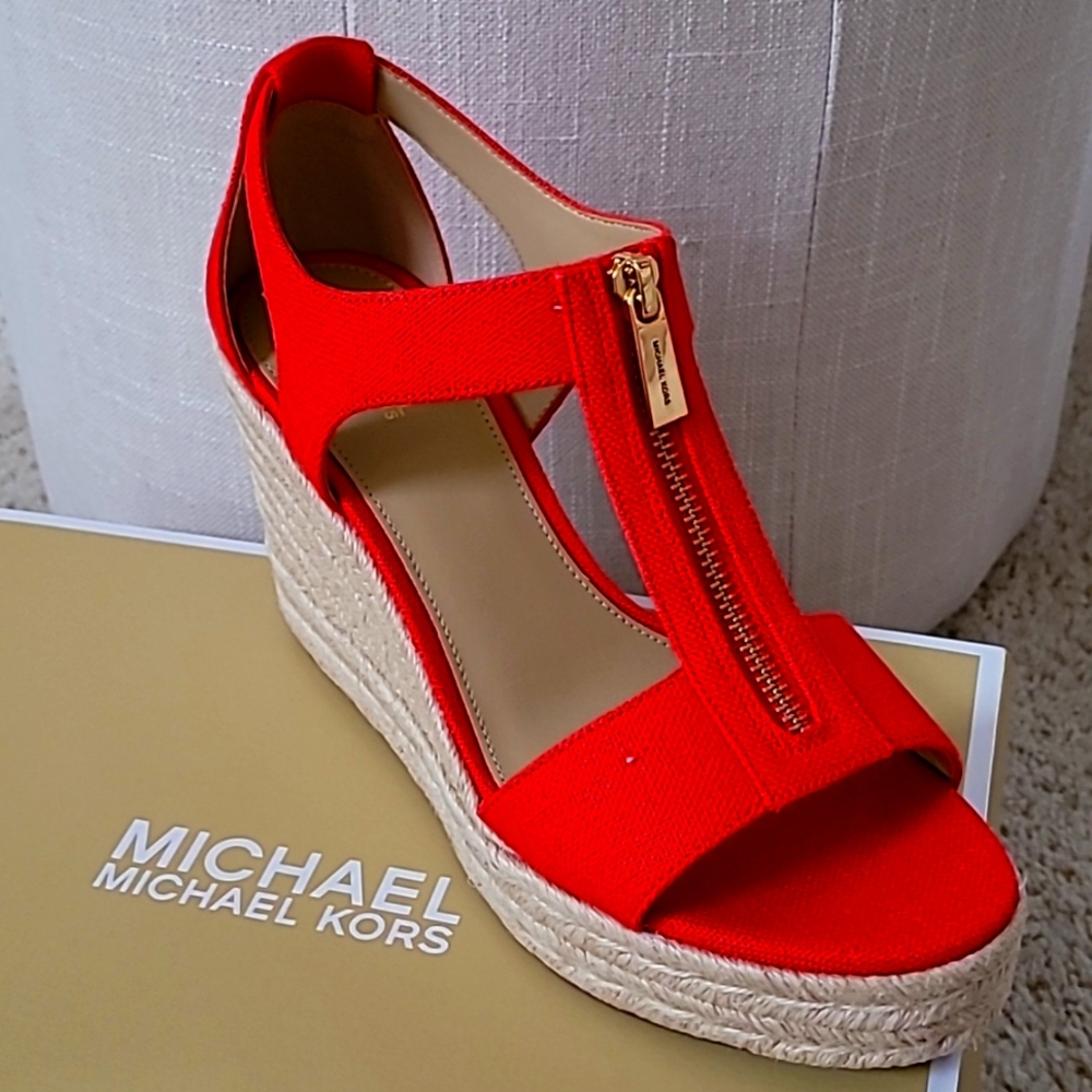 MICHAEL Michael Kors Red Espadrille Wedge Sandals